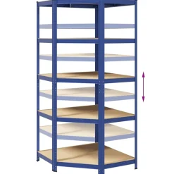 vidaXL Hoekrek 5-laags staal en bewerkt hout blauw