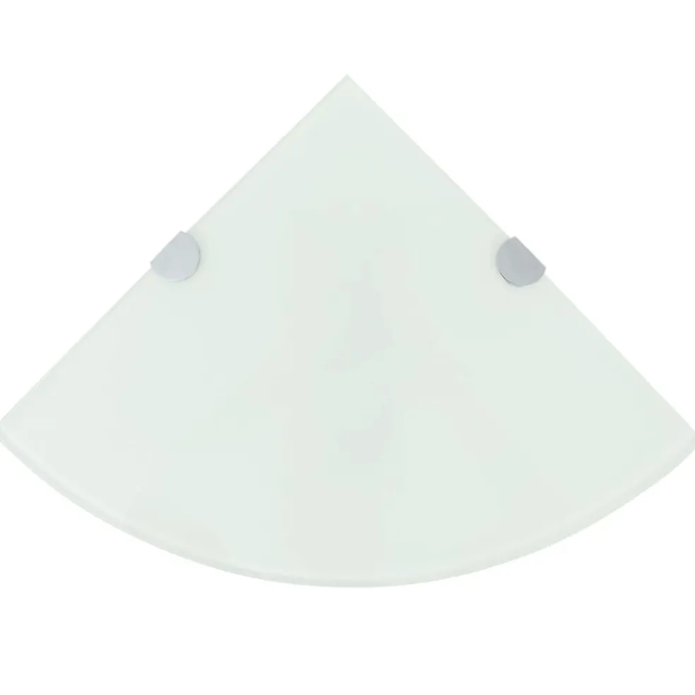 vidaXL Hoekschap met chromen dragers 25x25 cm glas wit