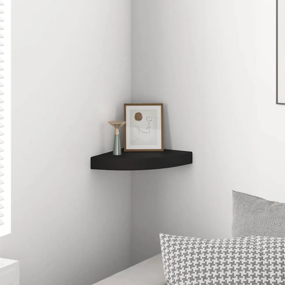 vidaXL Hoekschap zwevend 25x25x3,8 cm MDF zwart