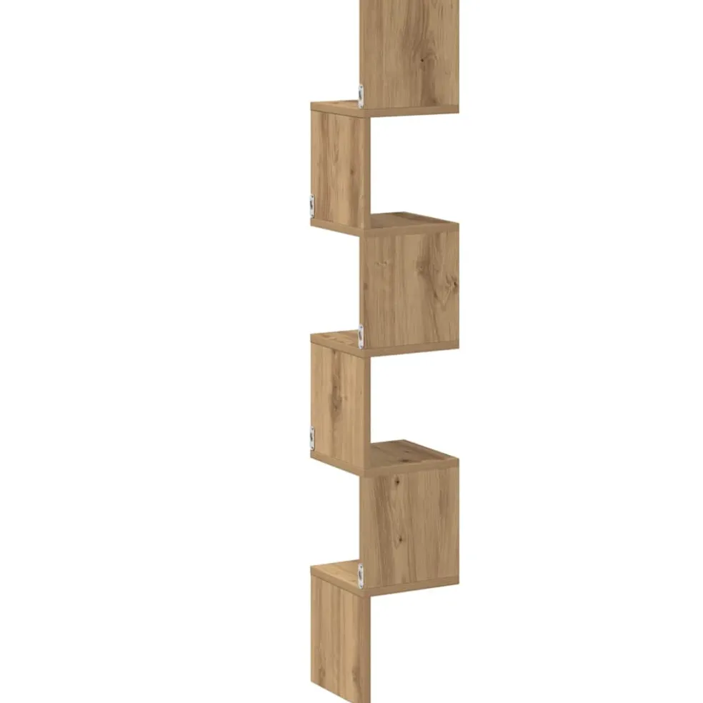vidaXL Hoekwandschap 20x20x127,5 cm bewerkt hout artisanaal eiken