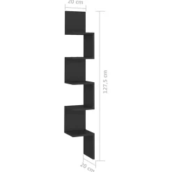 vidaXL Hoekwandschap 20x20x127,5 cm bewerkt hout zwart