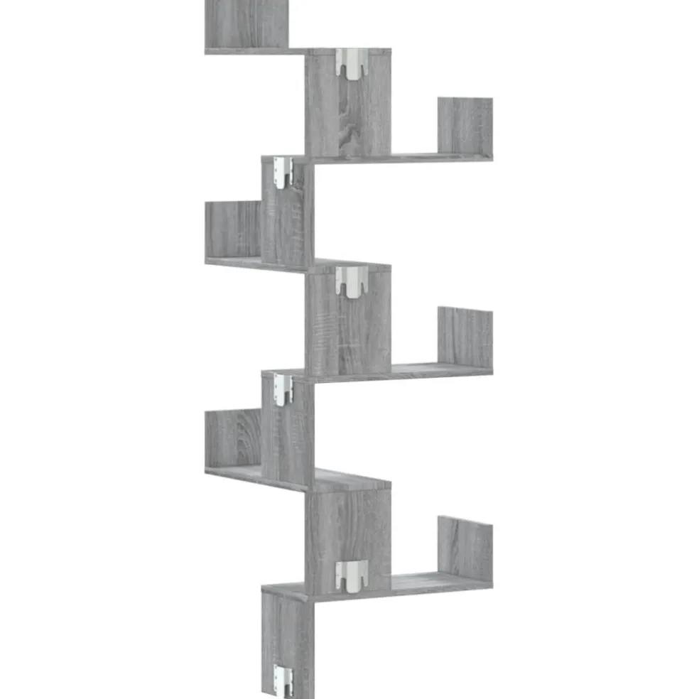 vidaXL Hoekwandschap 45x45x147 cm bewerkt hout grijs sonoma eikenkleur