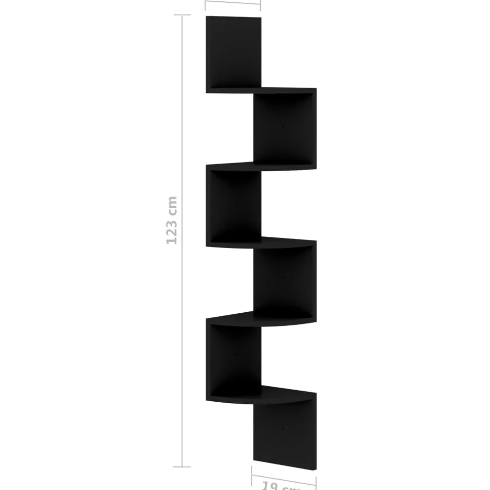 vidaXL Hoekwandschap 19x19x123 cm bewerkt hout zwart