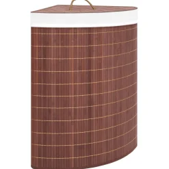 vidaXL Hoekwasmand 60 L bamboe bruin