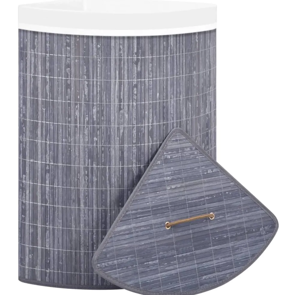 vidaXL Hoekwasmand 60 L bamboe grijs