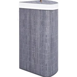 vidaXL Hoekwasmand 60 L bamboe grijs