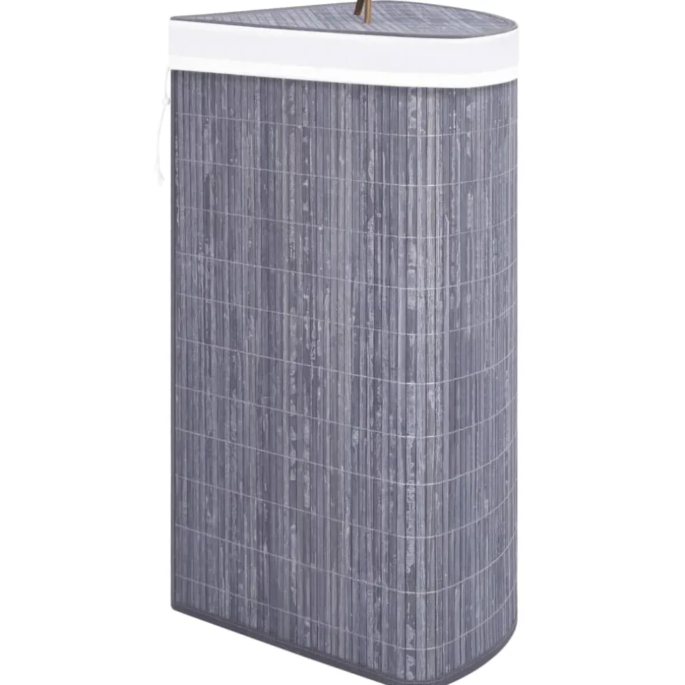 vidaXL Hoekwasmand 60 L bamboe grijs