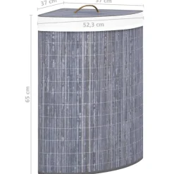 vidaXL Hoekwasmand 60 L bamboe grijs