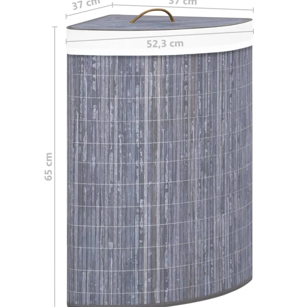 vidaXL Hoekwasmand 60 L bamboe grijs