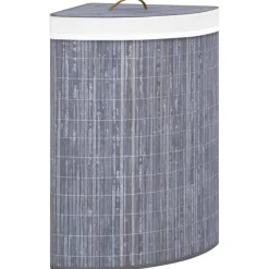 vidaXL Hoekwasmand 60 L bamboe grijs