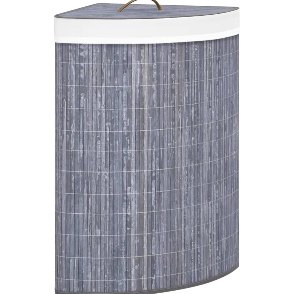 vidaXL Hoekwasmand 60 L bamboe grijs