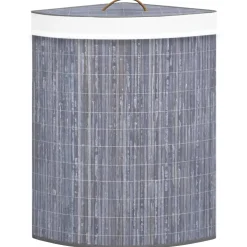 vidaXL Hoekwasmand 60 L bamboe grijs