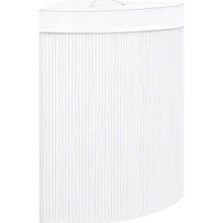vidaXL Hoekwasmand 60 L bamboe wit