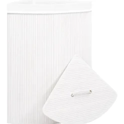 vidaXL Hoekwasmand 60 L bamboe wit