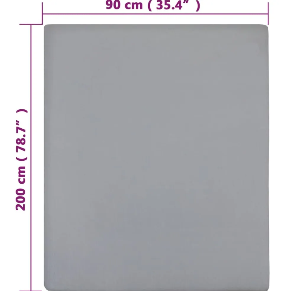vidaXL Hoeslaken jersey 90x200 cm katoen grijs