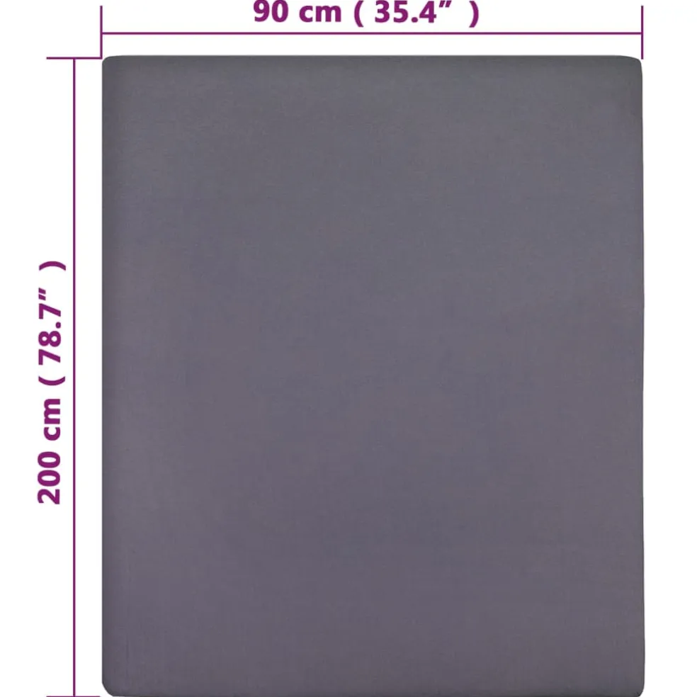vidaXL Hoeslaken jersey 90x200 cm katoen antracietkleurig