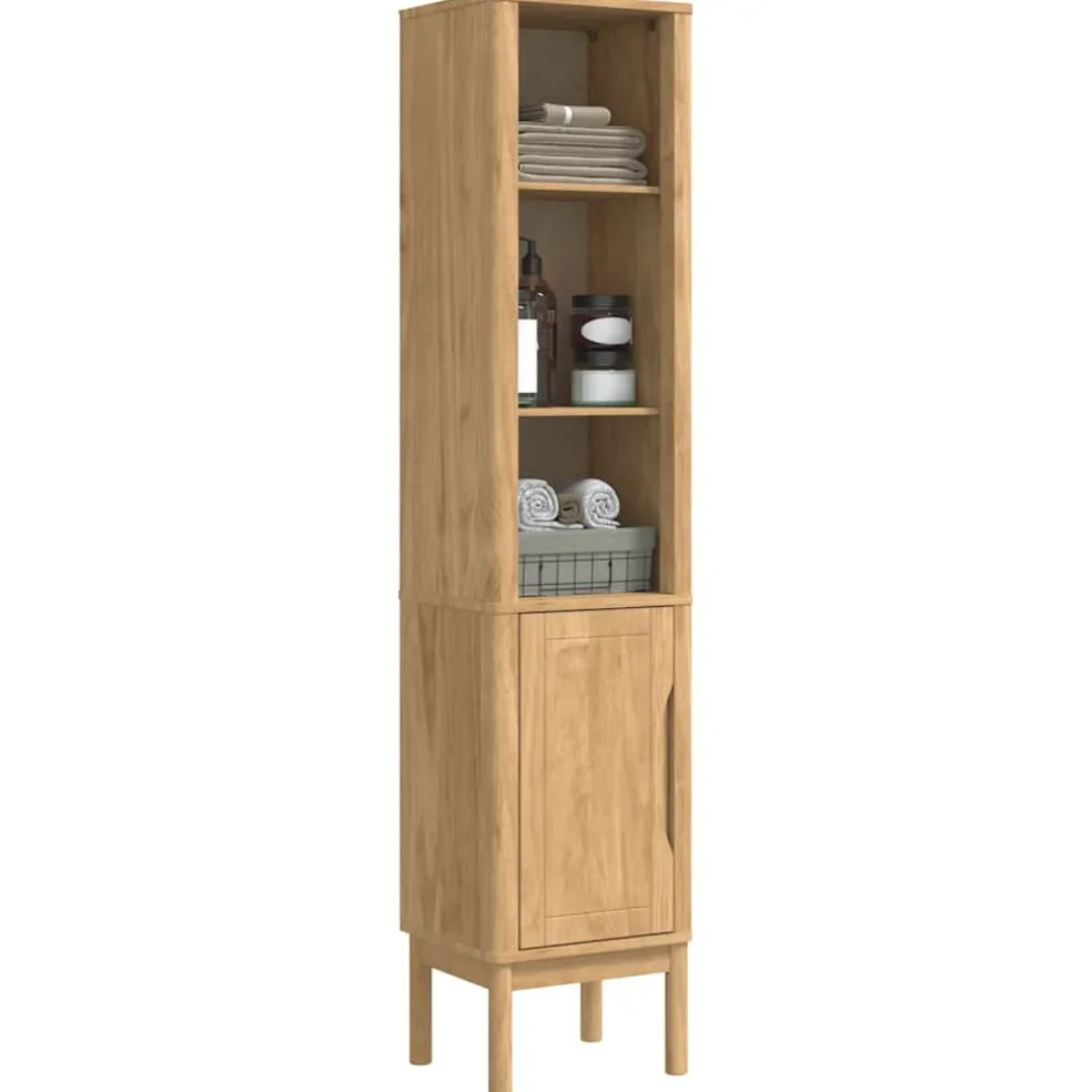 vidaXL Hoge badkamerkast FLORO Wasbruin 35 x 30 x 160 cm