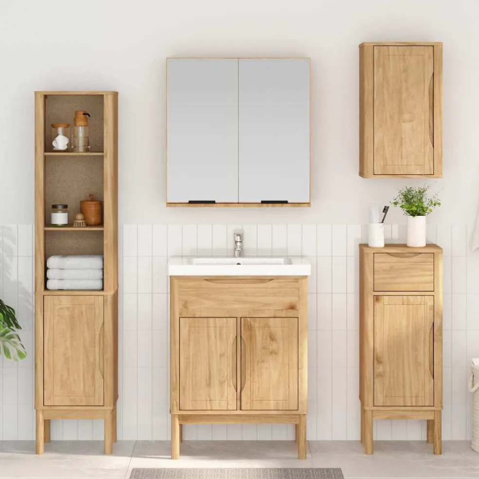 vidaXL Hoge badkamerkast FLORO Wasbruin 35 x 30 x 160 cm