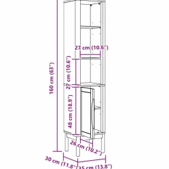 vidaXL Hoge badkamerkast FLORO Wasbruin 35 x 30 x 160 cm
