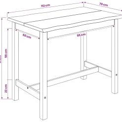 VidaXL Hoge bartafel EKAI Zwart 112 x 70 x 91 cm Massief grenenhout