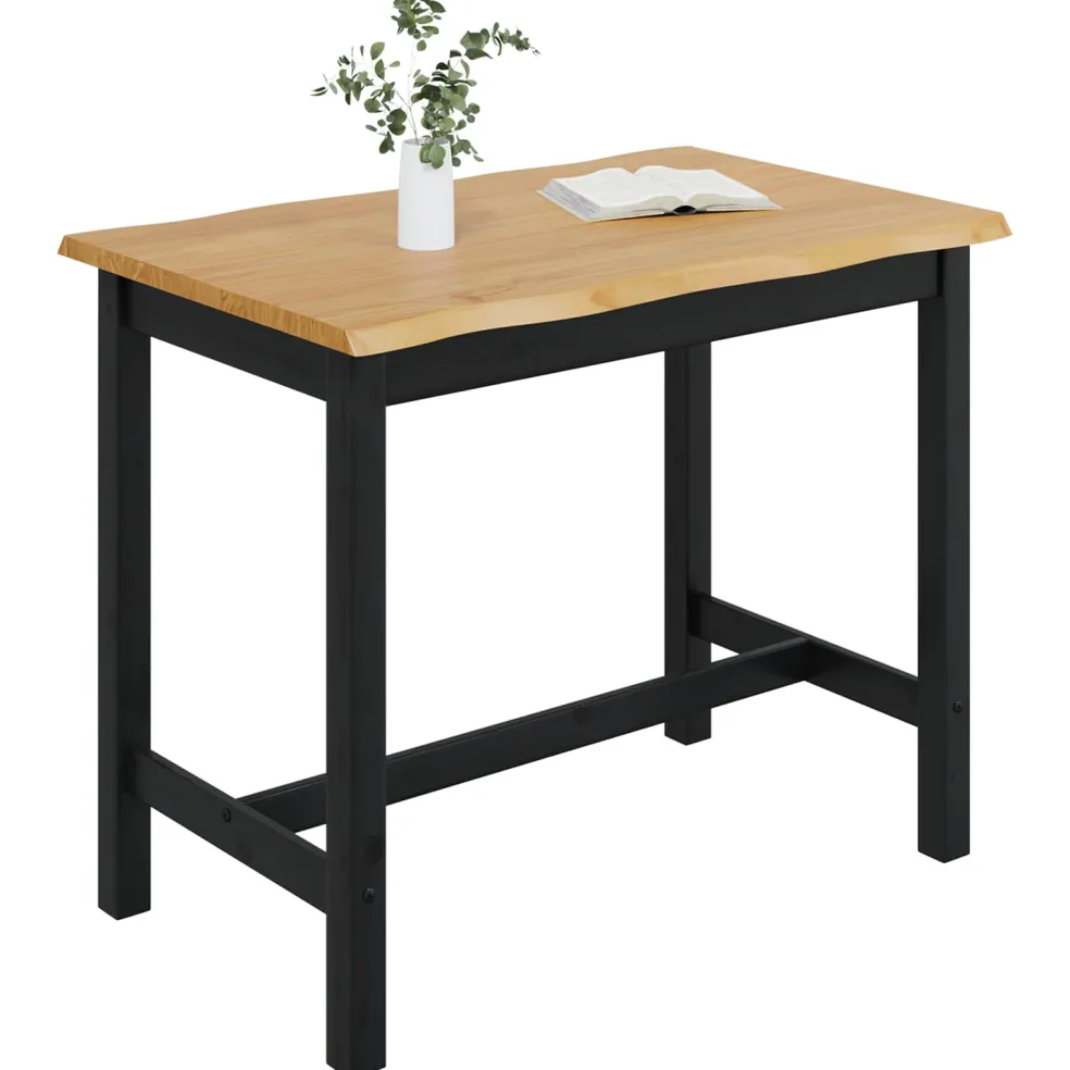 VidaXL Hoge bartafel EKAI Zwart 112 x 70 x 91 cm Massief grenenhout