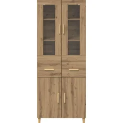 vidaXL Hoge kast Artisan Eiken 69,5 x 34 x 180 cm Bewerkt hout