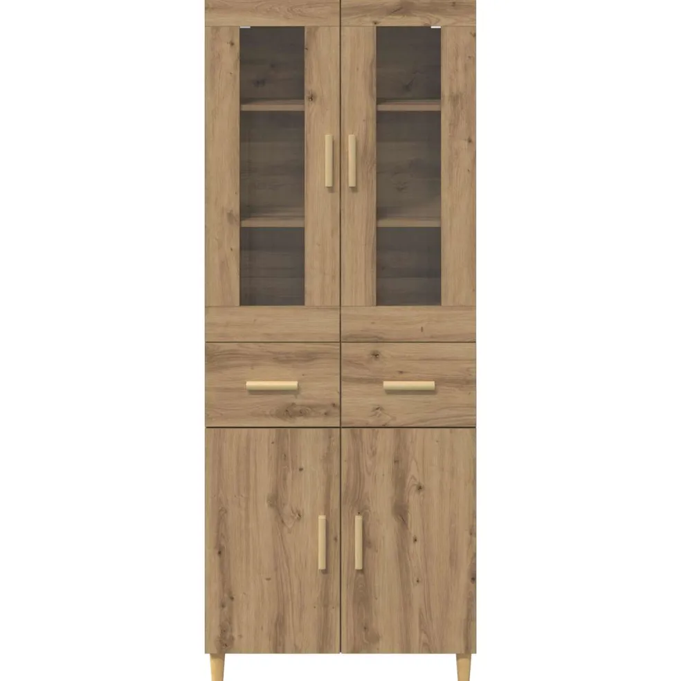 vidaXL Hoge kast Artisan Eiken 69,5 x 34 x 180 cm Bewerkt hout