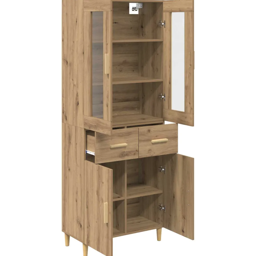 vidaXL Hoge kast Artisan Eiken 69,5 x 34 x 180 cm Bewerkt hout