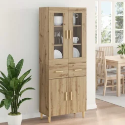 vidaXL Hoge kast Artisan Eiken 69,5 x 34 x 180 cm Bewerkt hout