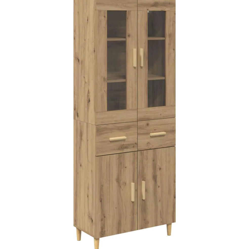 vidaXL Hoge kast Artisan Eiken 69,5 x 34 x 180 cm Bewerkt hout