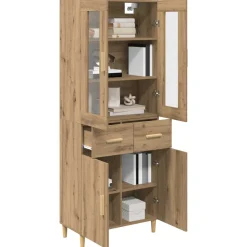 vidaXL Hoge kast Artisan Eiken 69,5 x 34 x 180 cm Bewerkt hout