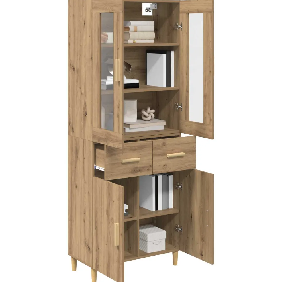 vidaXL Hoge kast Artisan Eiken 69,5 x 34 x 180 cm Bewerkt hout