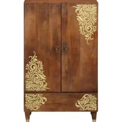vidaXL Hoge kast Bruin 60 x 33 x 100 cm Massief Mango Hout