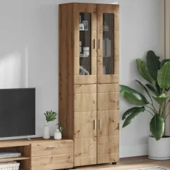vidaXL Hoge kast FLORIN 60 x 35 x 182 cm Artisan Eiken Bewerkt hout