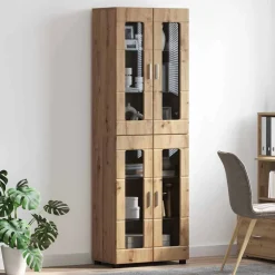 vidaXL Hoge kast FLORIN 60 x 35 x 182 cm Artisan Eiken Bewerkt hout
