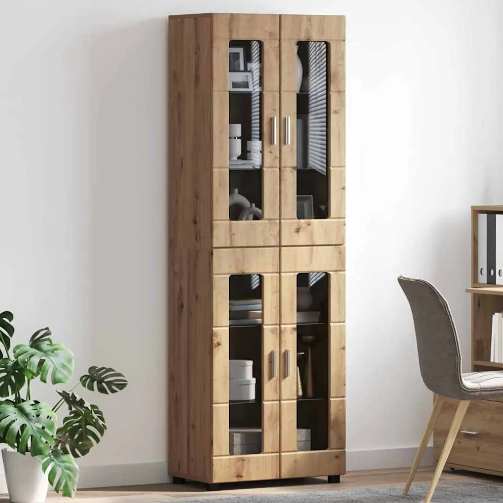 vidaXL Hoge kast FLORIN 60 x 35 x 182 cm Artisan Eiken Bewerkt hout