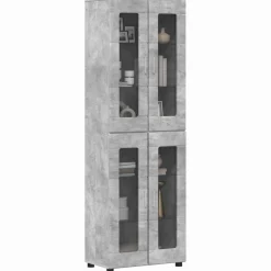 vidaXL Hoge kast FLORIN 60 x 35 x 182 cm Beton Grijs Bewerkt hout