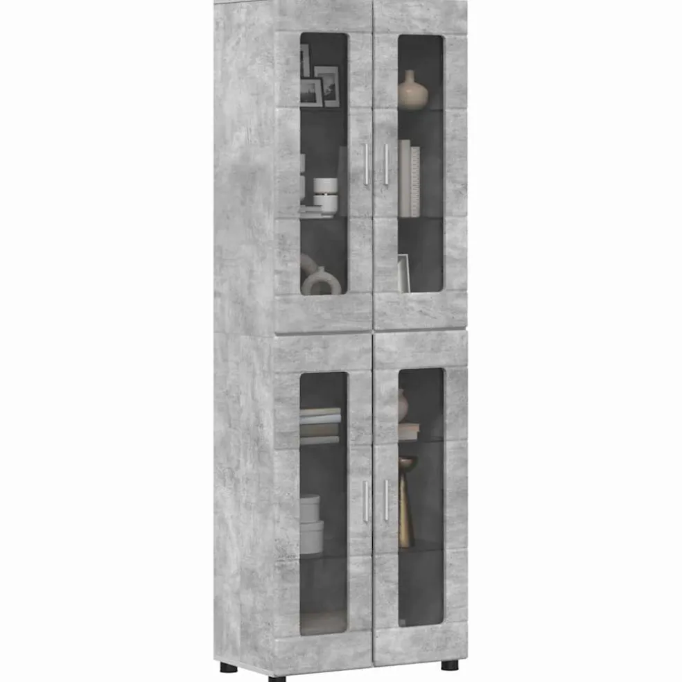 vidaXL Hoge kast FLORIN 60 x 35 x 182 cm Beton Grijs Bewerkt hout