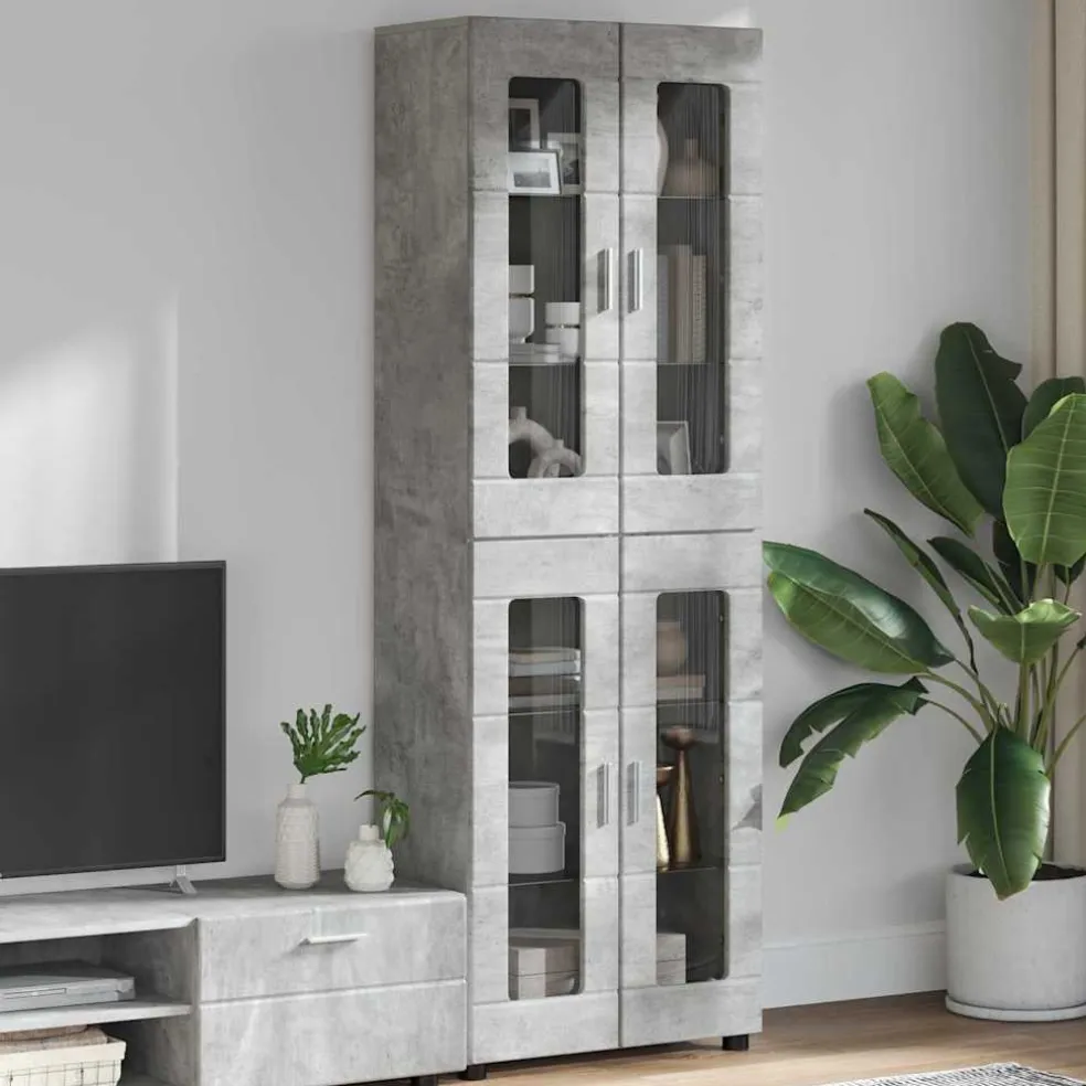 vidaXL Hoge kast FLORIN 60 x 35 x 182 cm Beton Grijs Bewerkt hout
