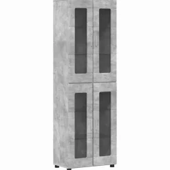vidaXL Hoge kast FLORIN 60 x 35 x 182 cm Beton Grijs Bewerkt hout