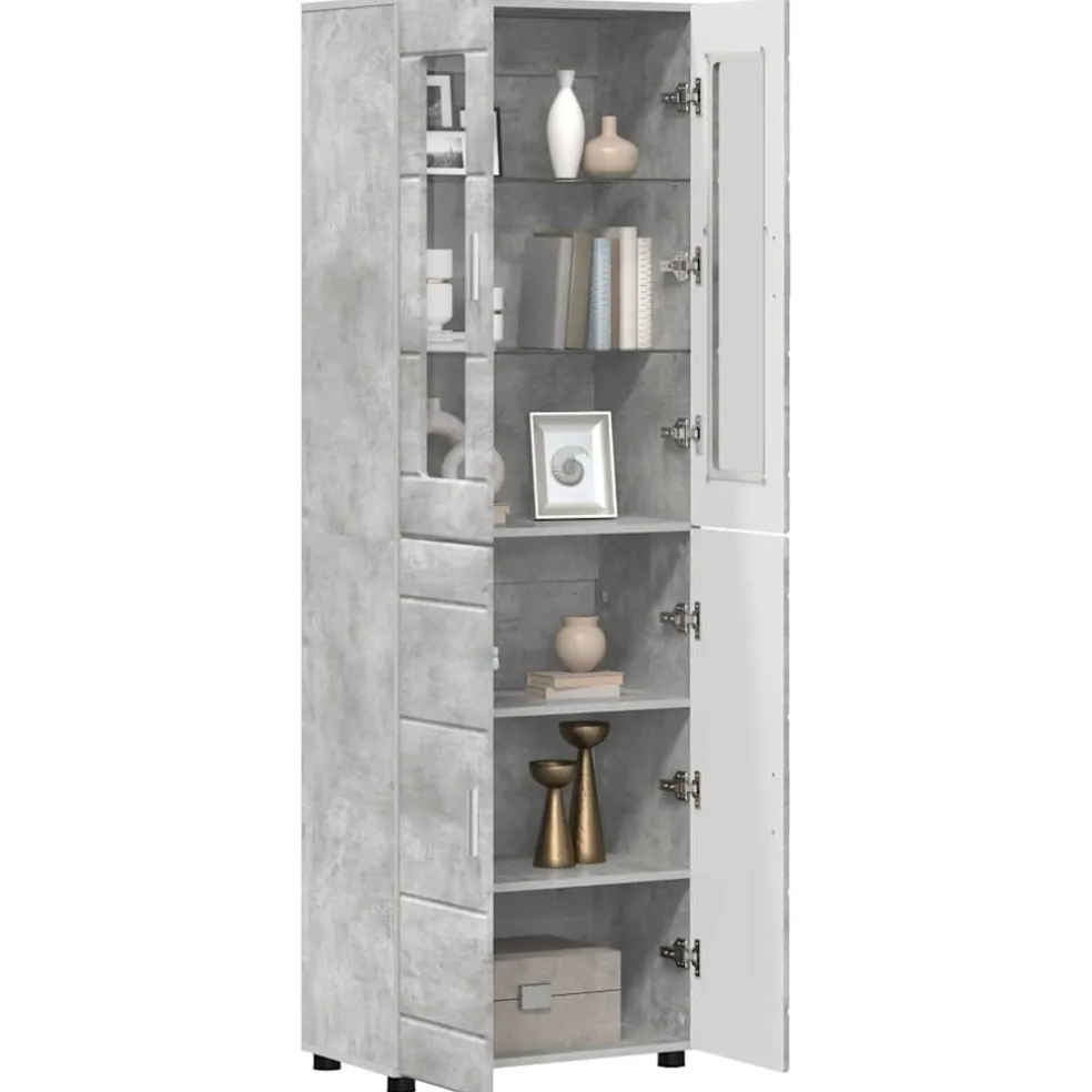 vidaXL Hoge kast FLORIN 60 x 35 x 182 cm Beton Grijs Bewerkt hout