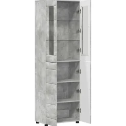 vidaXL Hoge kast FLORIN 60 x 35 x 182 cm Beton Grijs Bewerkt hout