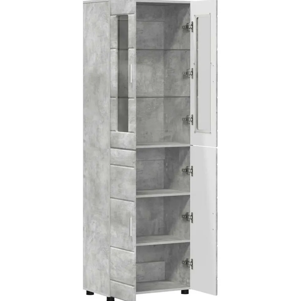 vidaXL Hoge kast FLORIN 60 x 35 x 182 cm Beton Grijs Bewerkt hout