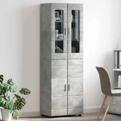 vidaXL Hoge kast FLORIN 60 x 35 x 182 cm Beton Grijs Bewerkt hout