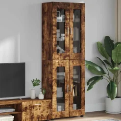 vidaXL Hoge kast FLORIN 60 x 35 x 182 cm Gerookt eiken Bewerkt hout