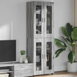 vidaXL Hoge kast FLORIN 60 x 35 x 182 cm Grijs Sonoma Bewerkt hout