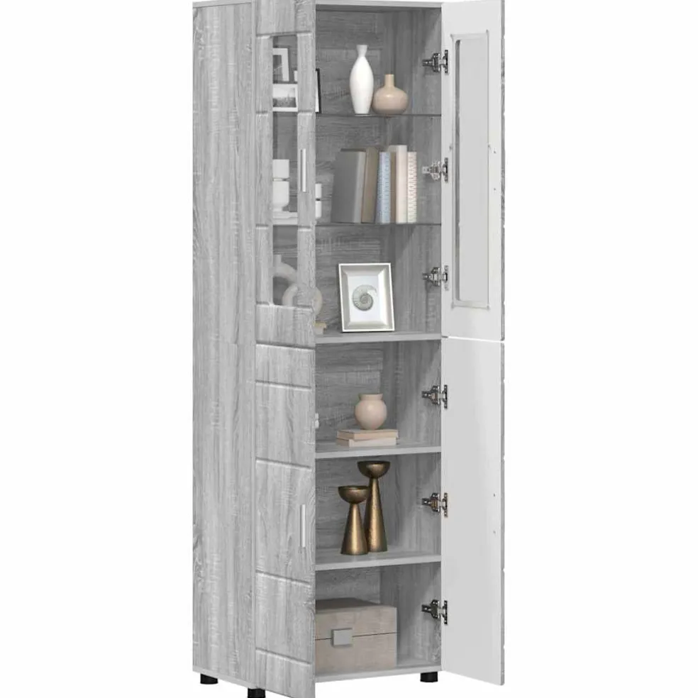 vidaXL Hoge kast FLORIN 60 x 35 x 182 cm Grijs Sonoma Bewerkt hout