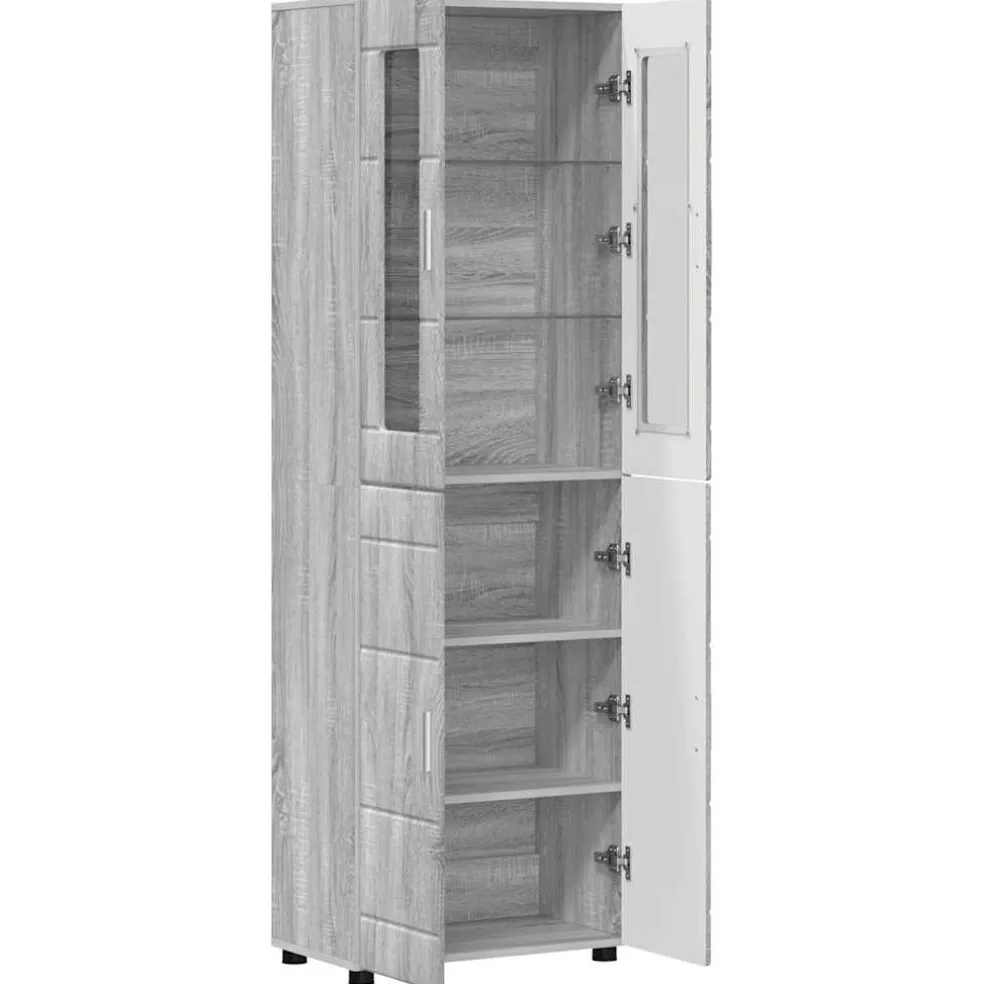 vidaXL Hoge kast FLORIN 60 x 35 x 182 cm Grijs Sonoma Bewerkt hout