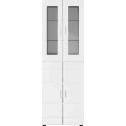 vidaXL Hoge kast FLORIN 60 x 35 x 182 cm Hoogglans wit Bewerkt hout