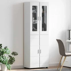 vidaXL Hoge kast FLORIN 60 x 35 x 182 cm Wit Bewerkt hout